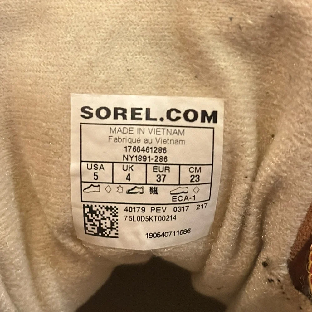 SOREL Youth Cheyanne II LTR Elk Black Waterproof Lace Up Boots 5 Box EXCELLENT